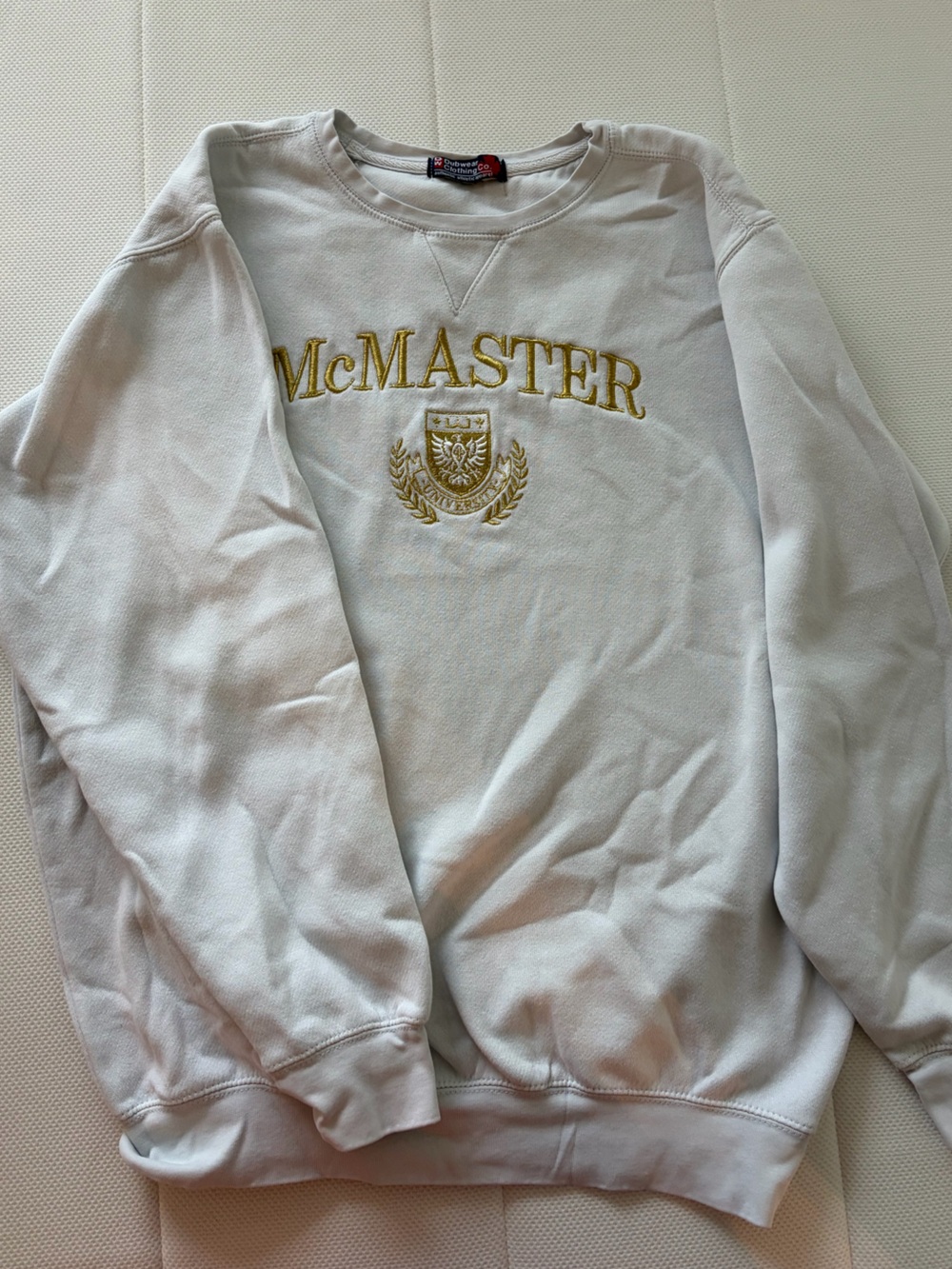 McMaster white and gold embroidered sweatshirt